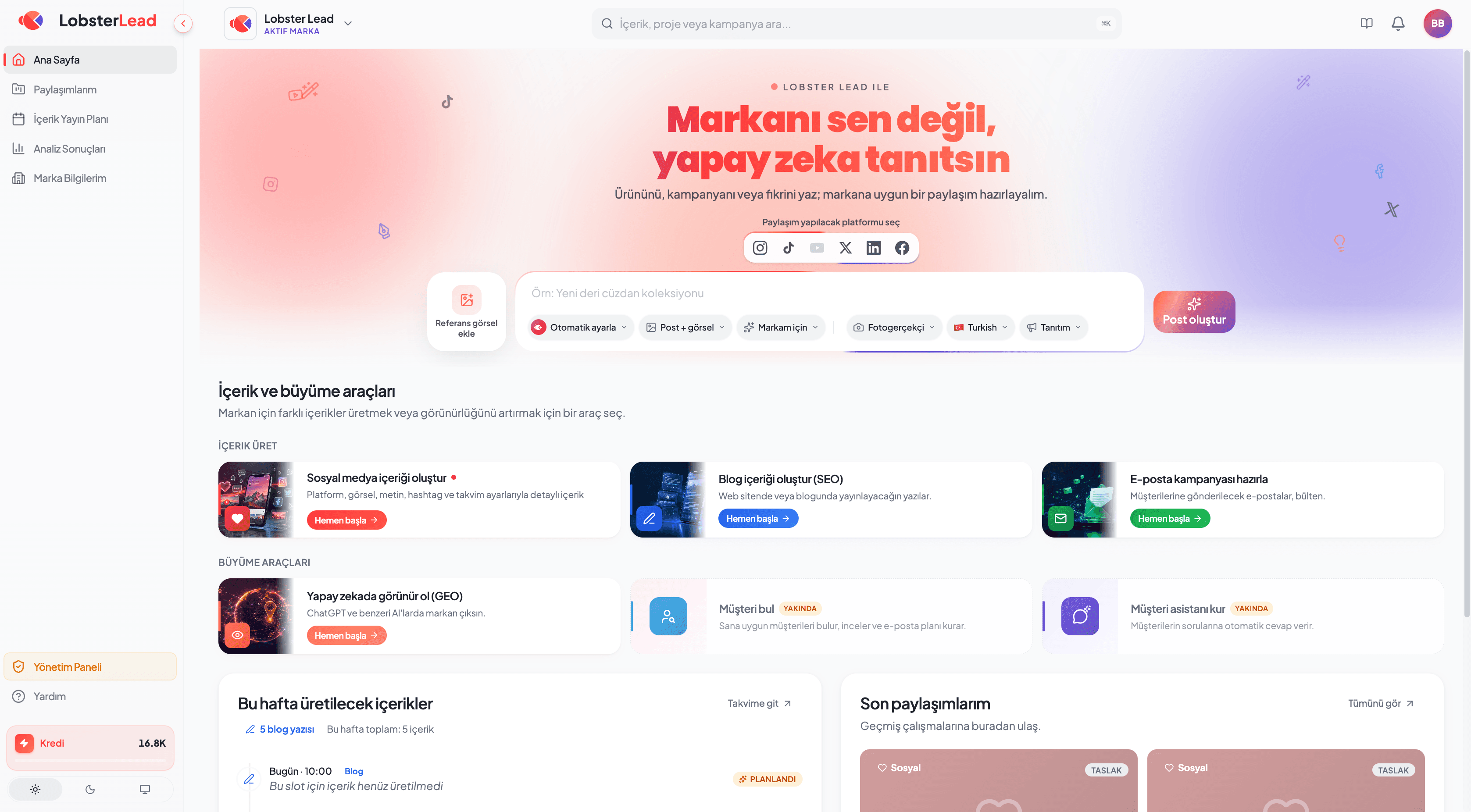 Lobster Lead — İçerik ve Sosyal Medya